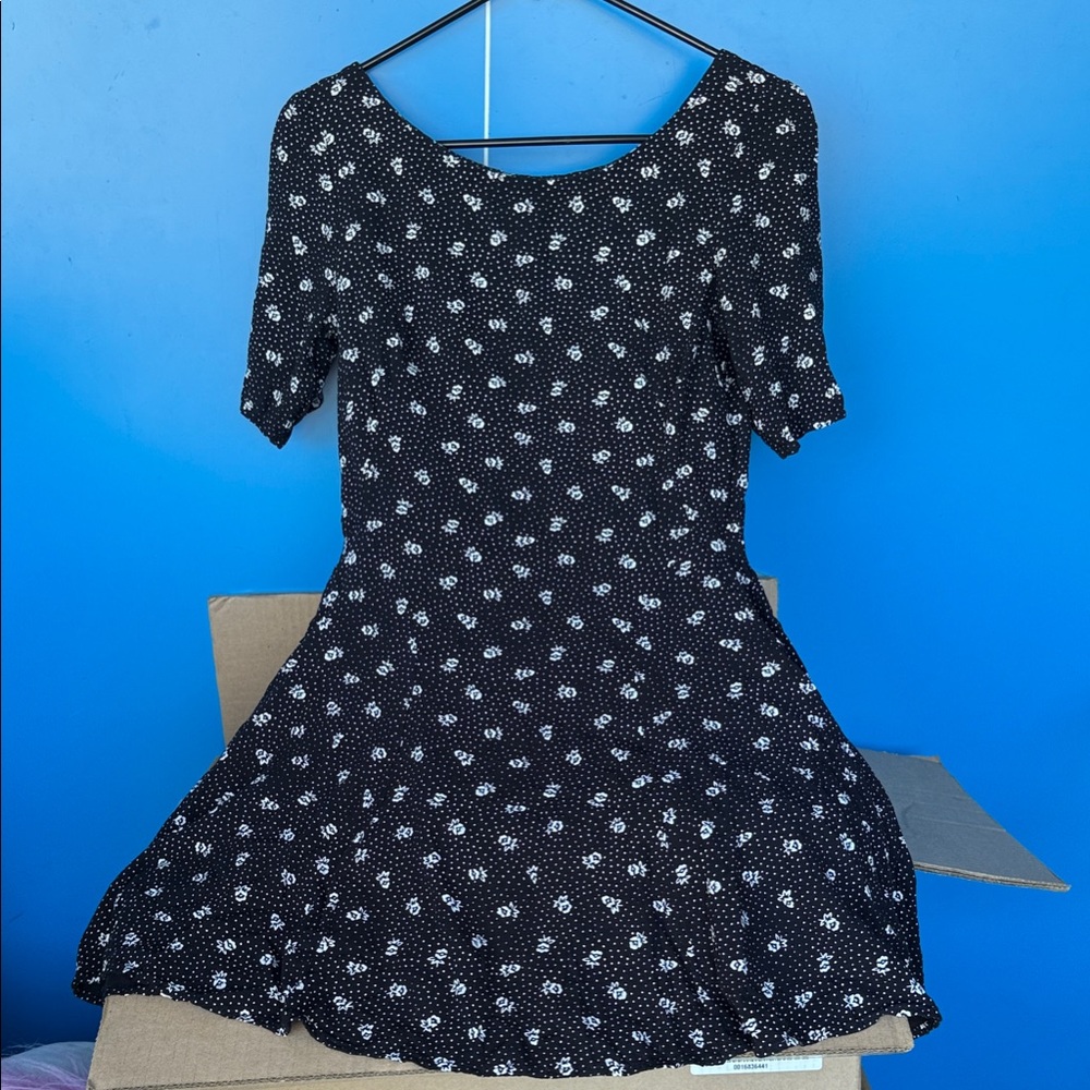 H&M Black Dress with White Floral Design